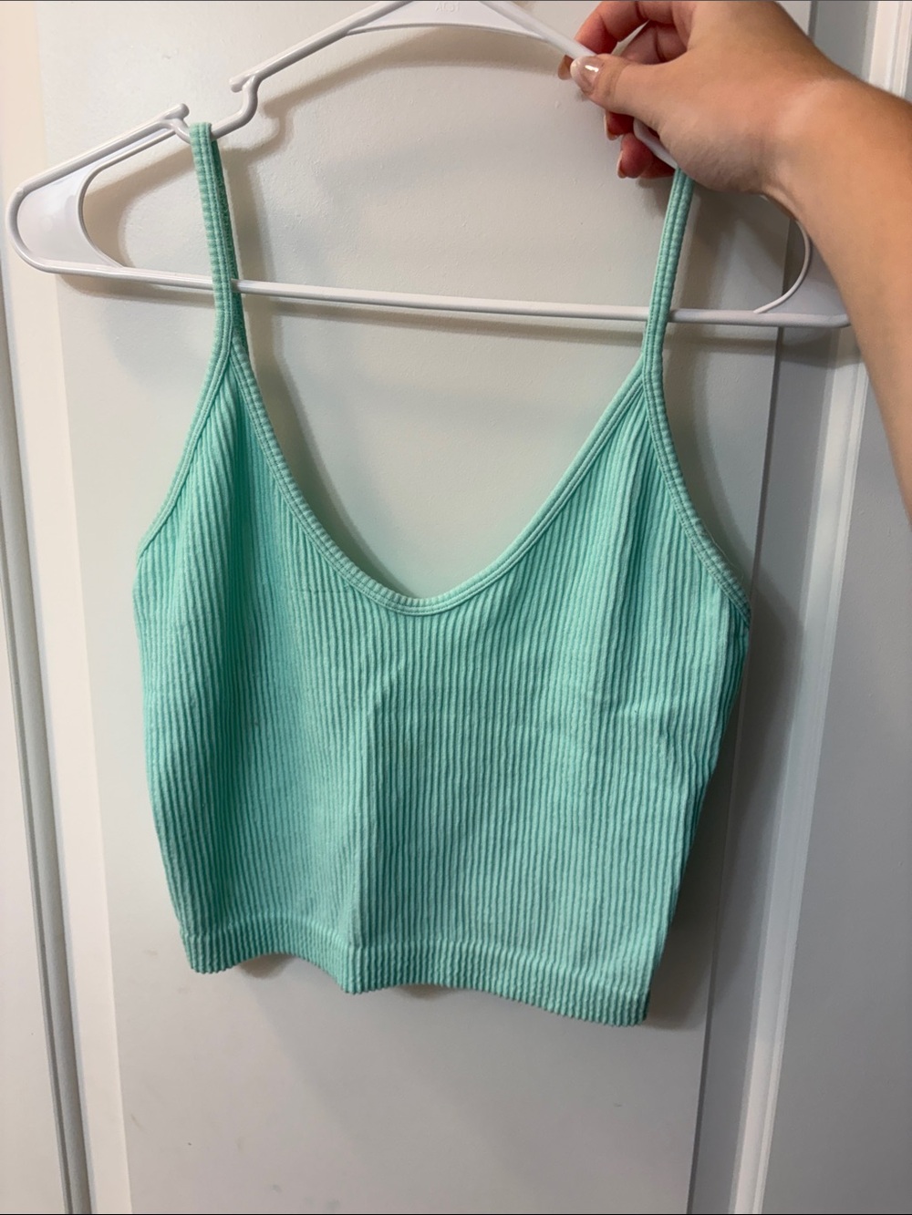 Arizona Mint Green Ribbed V-Neck tank